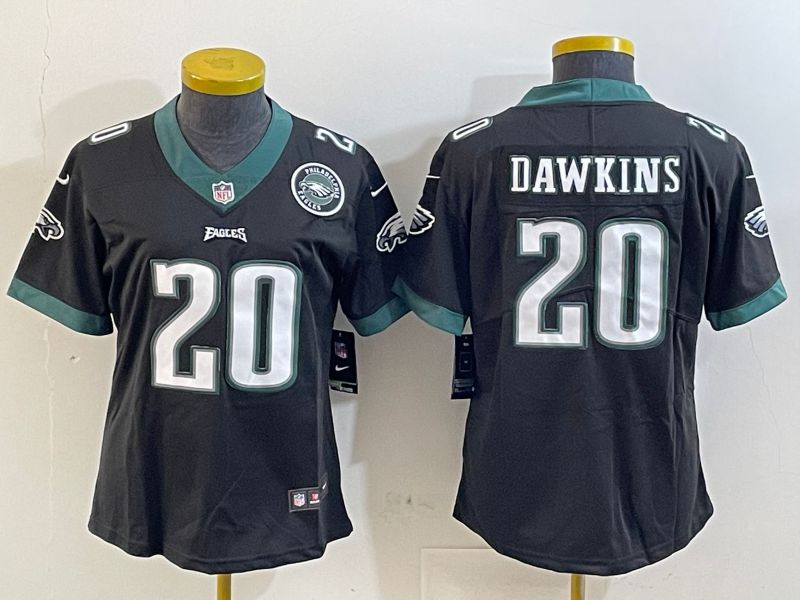 Women Philadelphia Eagles #20 Dawkins Black 2025 Nike Vapor Limited NFL Jersey style 4